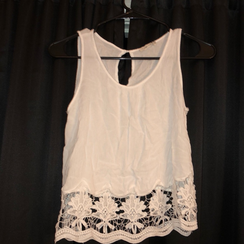 White crop top with lace detail